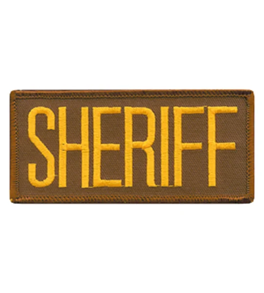 Sheriff Front Patch 2 x 4 Gold on Brown