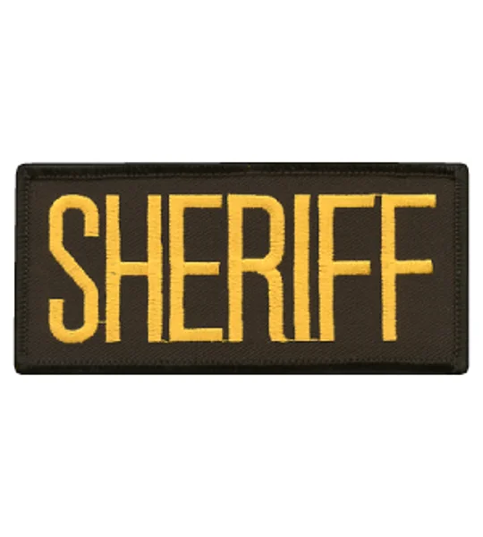 Sheriff Front Patch 2 x 4 Gold on Black