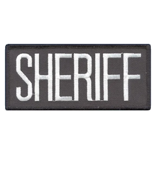 Sheriff Front Patch 2 x 4 White on Navy