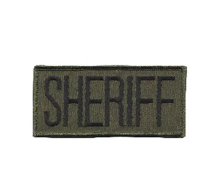 Sheriff Front Patch 2 x 4 Black on Olive Drab