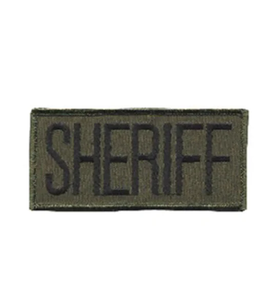 Sheriff Front Patch 2 x 4 Black on Olive Drab