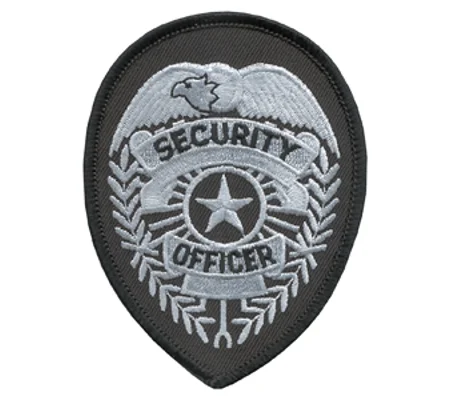 Shield Badge Patch - Security Officer Star Center Silver on Black