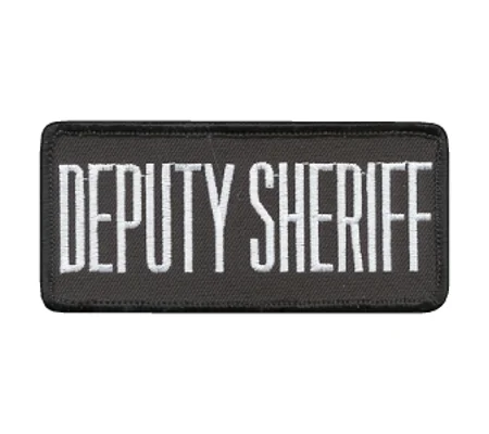 Deputy Sheriff Front Patch 2 x 4 White on Black