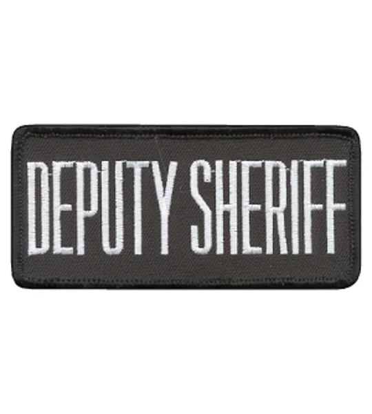 Deputy Sheriff Front Patch 2 x 4 White on Black