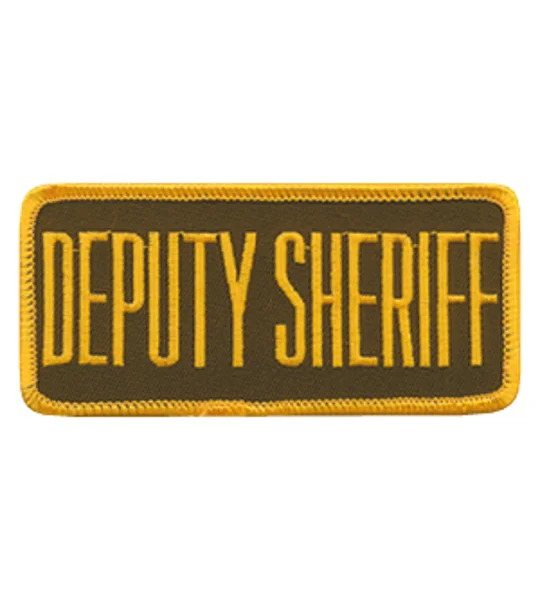 Deputy Sheriff Front Patch 2 x 4 Gold on Brown