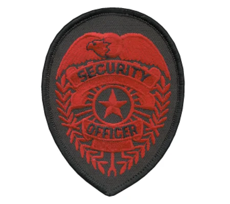Shield Patch - Security Officer Star Center Red - Black