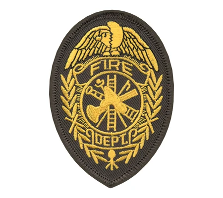 Fire Department Badge Patch Gold on Black