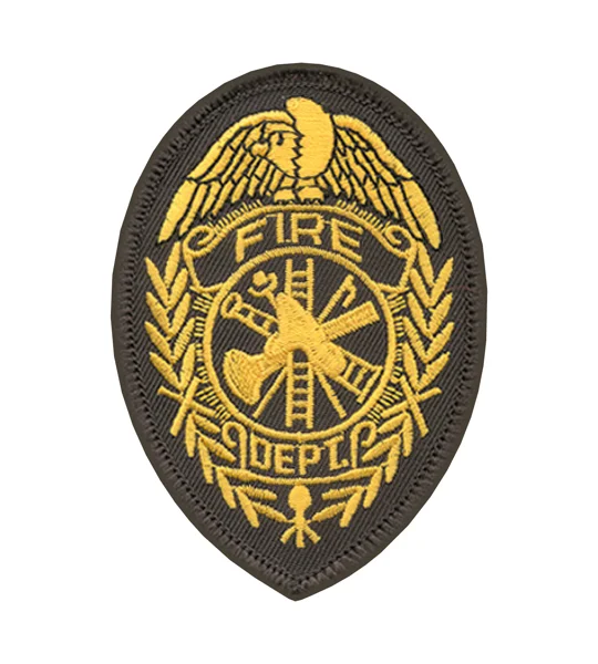 Fire Department Badge Patch Gold on Black