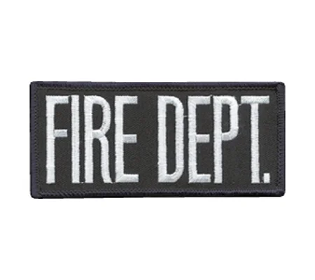 Fire Dept Front Patch 2 x 4 White on Black