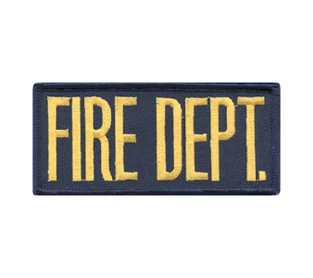 Fire Dept Front Patch 2 x 4 Gold on Navy