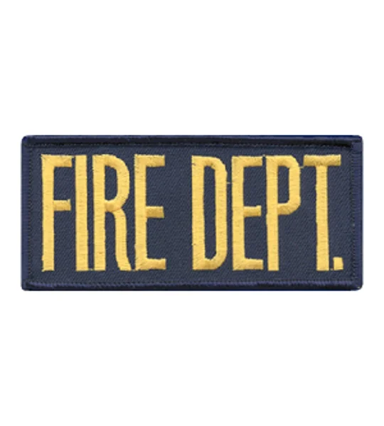 Fire Dept Front Patch 2 x 4 Gold on Navy