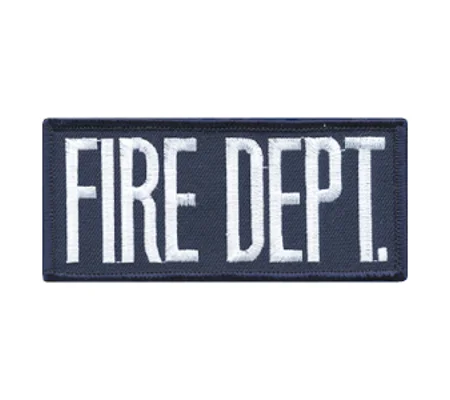 Fire Dept Front Patch 2 x 4 White on Navy