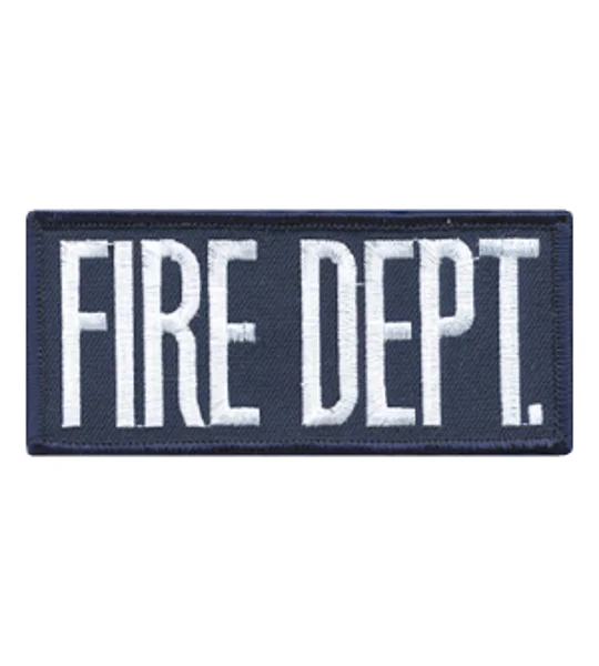 Fire Dept Front Patch 2 x 4 White on Navy
