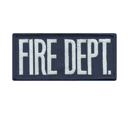 Fire Dept Front Patch 2 x 4 Grey on Navy