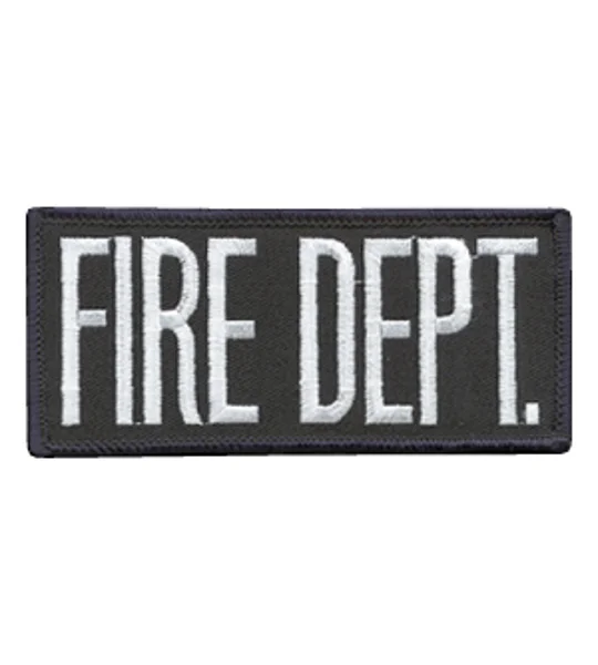 Fire Dept Front Patch 2 x 4 Grey on Black