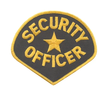 Tear Drop Security Officer Shoulder Patch Gold on Navy