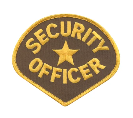 Tear Drop Security Officer Shoulder Patch Gold on Brown
