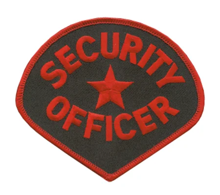 Tear Drop Security Officer Shoulder Patch Red on Black