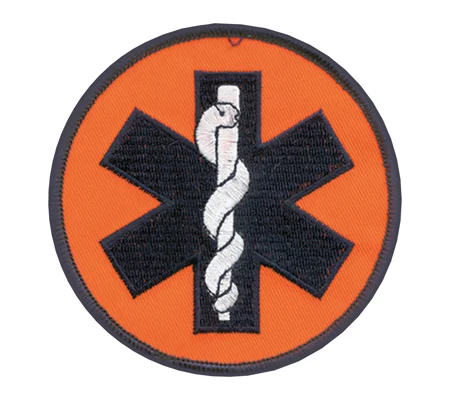 EMT Star of Life Medical Shoulder or Breast Round Patch Orange