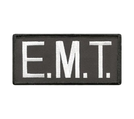 EMT Embroidered Front ID Patch White on Black