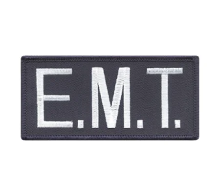 EMT Embroidered Front ID Patch White on Navy