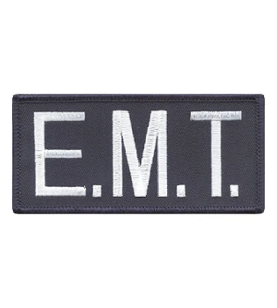 EMT Embroidered Front ID Patch White on Navy
