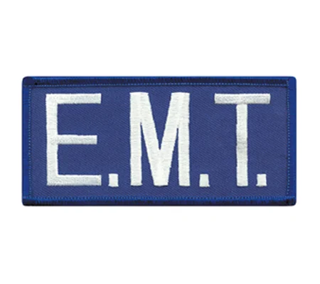 EMT Embroidered Front ID Patch White on Royal