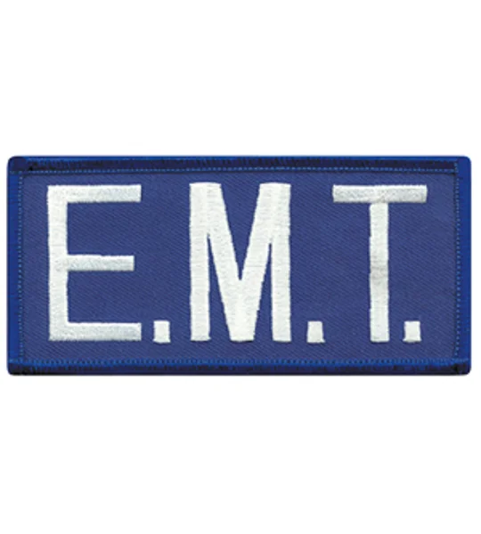 EMT Embroidered Front ID Patch White on Royal