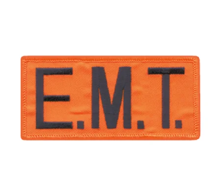 EMT Embroidered Front ID Patch Navy on Orange