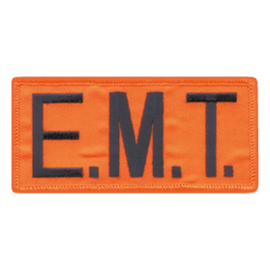 EMT Embroidered Front ID Patch Navy on Orange
