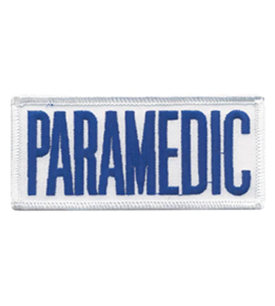 Paramedic Embroidered Front ID Patch Royal on White