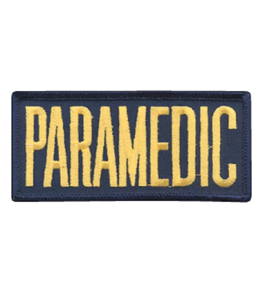Paramedic Embroidered Front ID Patch Gold on Navy