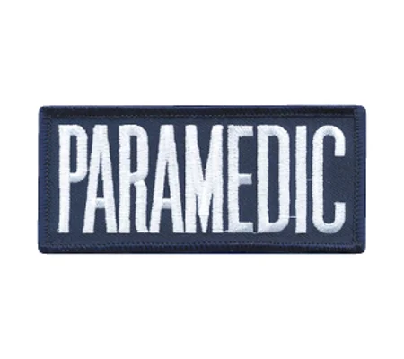 Paramedic Embroidered Front ID Patch White on Navy