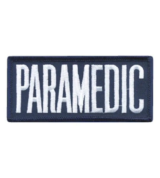 Paramedic Embroidered Front ID Patch White on Navy