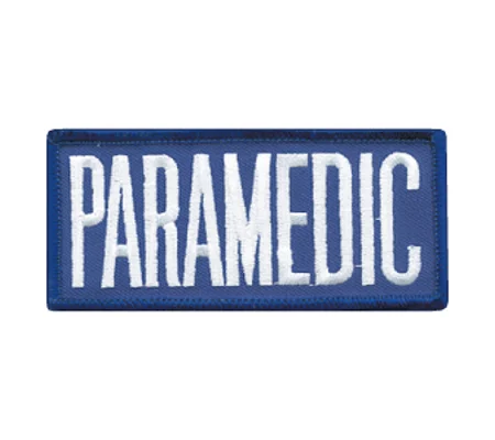 Paramedic Embroidered Front ID Patch White on Royal