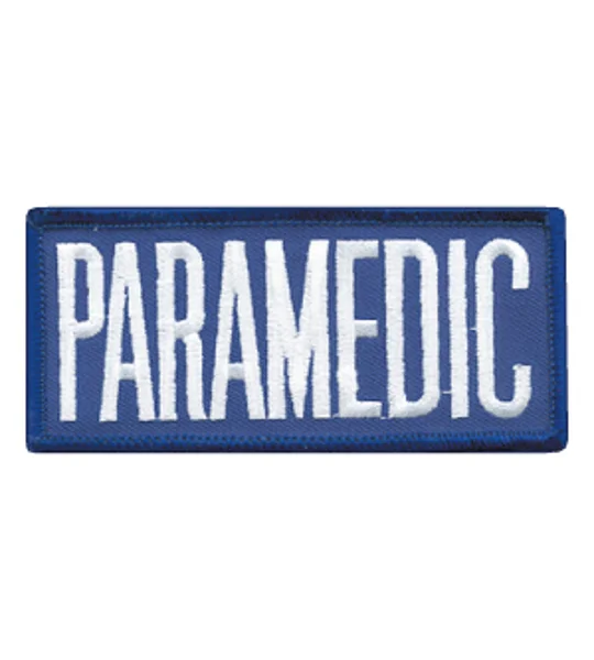 Paramedic Embroidered Front ID Patch White on Royal