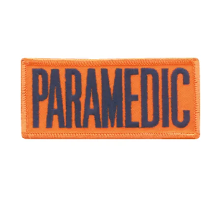 Paramedic Embroidered Front ID Patch Navy on Orange