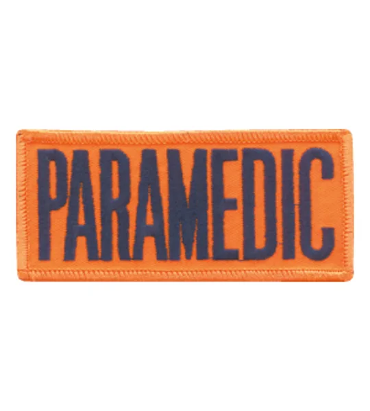 Paramedic Embroidered Front ID Patch Navy on Orange