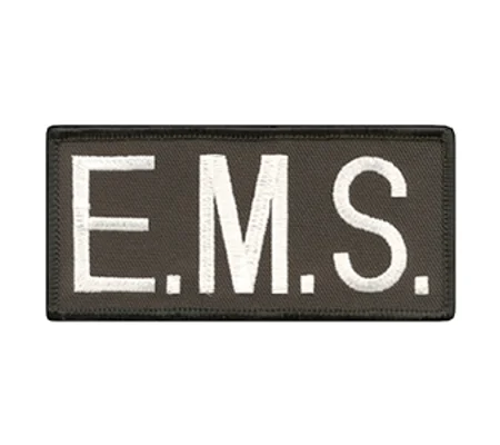 EMS Embroidered Front ID Patch White on Black