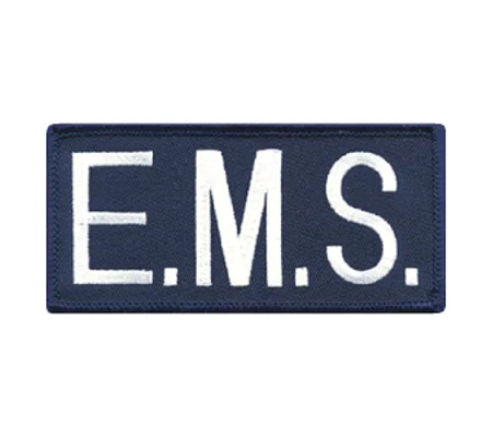 EMS Embroidered Front ID Patch White on Navy