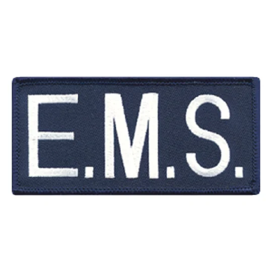 EMS Embroidered Front ID Patch White on Navy