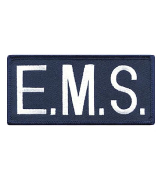 EMS Embroidered Front ID Patch White on Navy