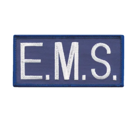 EMS Embroidered Front ID Patch White on Royal