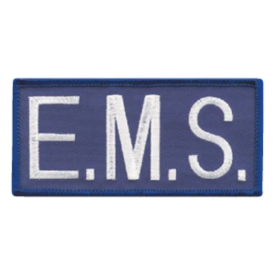 EMS Embroidered Front ID Patch White on Royal