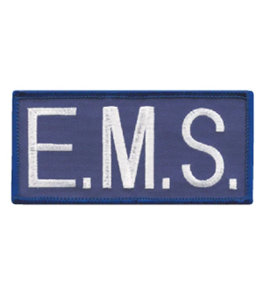 EMS Embroidered Front ID Patch White on Royal
