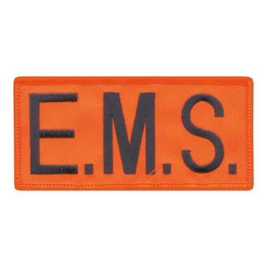 EMS Embroidered Front ID Patch Navy on Orange
