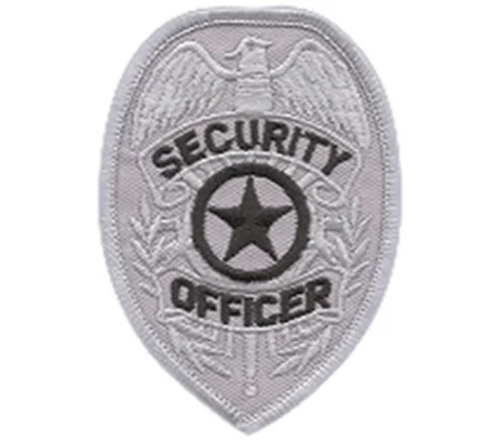 Shield Badge Patch - Security Officer Star Center Silver