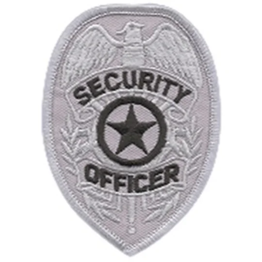 Shield Badge Patch - Security Officer Star Center Silver