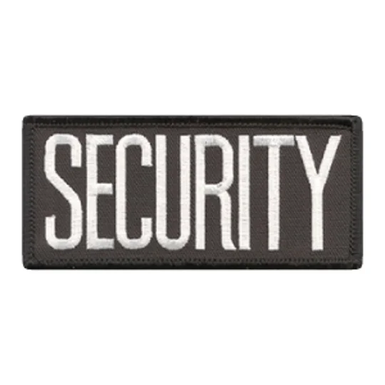 Security Front Chest Patch 2 x 4 White on Black