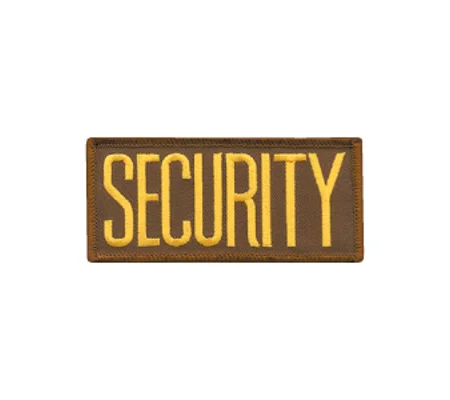 Security Front Chest Patch 2 x 4 Gold on Brown